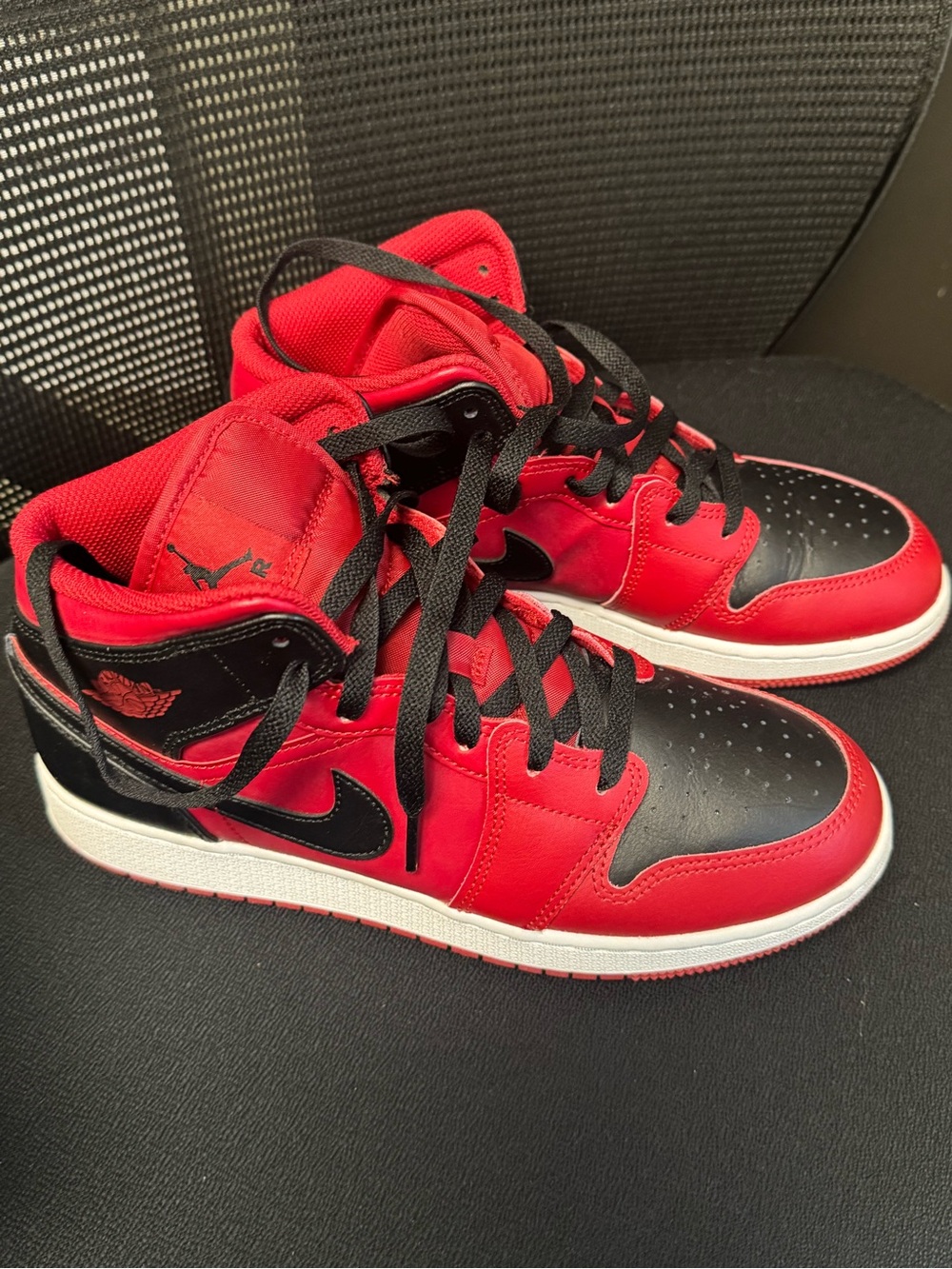 Jordan Red and Black Mid-Top Basketball Sneakers